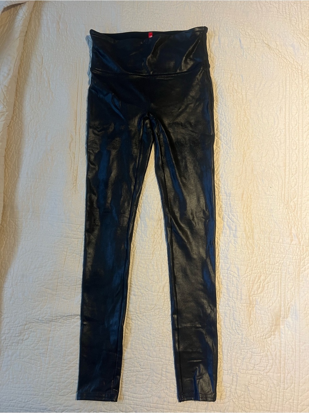 Womens Black Faux Leather High Waisted Leggings